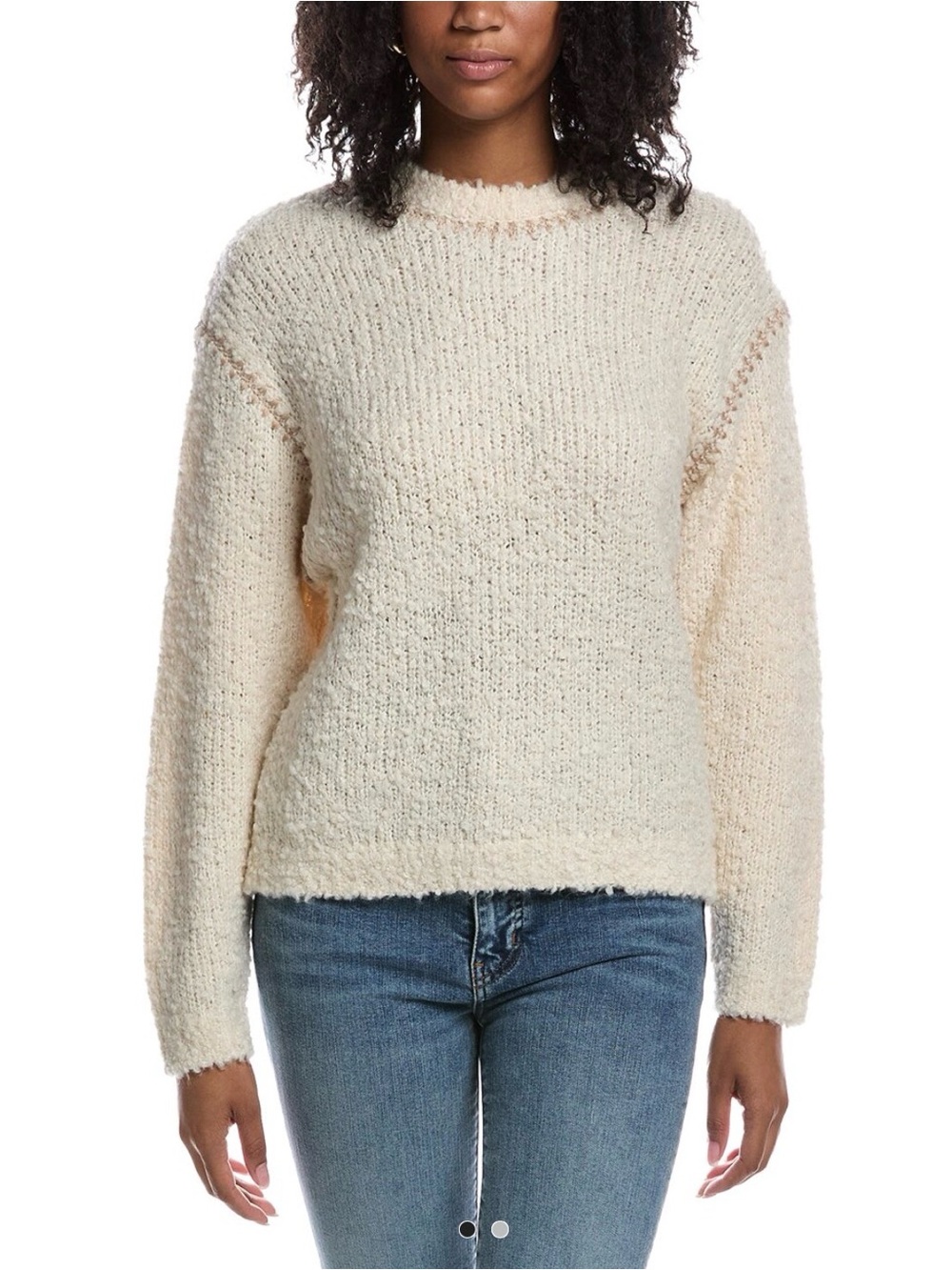 NWT Z Supply ROMNIE Sweater Ivory Textured Crewneck Sweater with taupe accent